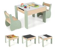 Lot De 1 Table D'activités 63,5 X 61,5 X 48 Cm Et 2 Chaises Ergonomiques Cadre Stable Motifs Éléphant En Mdf Vert Helloshop26 20_0009920