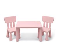 Lot De 1 Table Et 2 Chaises Pour Enfants 76,5 X 54,5 X 49,5 Cm Confort Ergonomic Design Rose Helloshop26 20_0012016