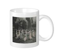 Lot de 1 tasse avec impression sorcière, danse, forêt, vintage, arbre du Moyen-Âge, artistique, noir et blanc, en céramique, décorative, poids léger, extérieur, école, camping, chambre à coucher