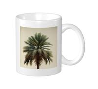 Lot de 1 tasse avec impression tropicale - Bananier vintage - Motif artistique botanique rétro beige vert - Céramique décorative - Poids léger - Pour l'école, le camping, la chambre à coucher - 325 ml