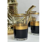Lot de 1 théière à thé marocaine de 150 ml et 6 verres élégants pour thé persan arabe pour servir du café, du café expresso (jaune)