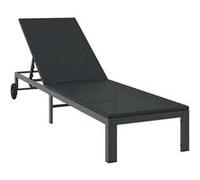 Chaise Longue Vidaxl Avec Roues En Poly Rotin Noir