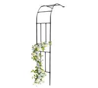 Lot de 1 treillis d'arche de jardin en métal robuste, grande pergola en acier pour plantes grimpantes, tonnelle murale, cadre de soutien de mariage, noir, 2,3 m, parfait pour les patios et les cours