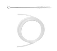 Lot de 1 tuyau de rechange en silicone de 200 cm avec brosse à tuyau, compatible avec les buses de moussage des machines à café Jura, diamètre intérieur : 3 mm, diamètre extérieur : 6 mm, blanc