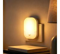 Lot de 1 Veilleuse Enfant Prise Electrique, Lampe Nuit avec CAPTEUR LUMIÈRE, 5 Intensités Réglables, 3 Modes (AUTO/ON/OFF), Veilleuse Bébé pour Chambre, Couloir, Cuisine, Escalier, Blanc Chaud, 0,3W