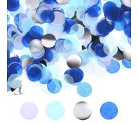 Lot de 10 0000 confettis ronds en papier biodégradables bleu argenté biodégradables pour mariage, anniversaire, Saint-Valentin, fête prénatale