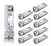 Lot de 10,10G Multimode SFP+ LC Module, 10GBase-SR Fiber Transceiver pour Cisco SFP-10G-SR, Meraki MA-SFP-10GB-SR, Ubiquiti UniFi UF-MM-10G, Mikrotik, Netgear and More (MMF,850nm,300m,DDM)