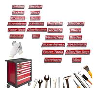 Lot de 10/12 étiquettes magnétiques de qualité supérieure pour boîte à outils, étiquettes de tiroir imprimées en 3D, pour mécanicien, bricoleurs (24 pièces, rouge)