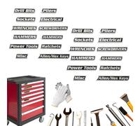 Lot de 10/12 étiquettes magnétiques de qualité supérieure pour boîte à outils, étiquettes de tiroir imprimées en 3D, pour mécanicien, bricoleurs (24 pièces, noir)