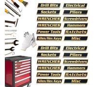 Lot de 10/12 étiquettes magnétiques de qualité supérieure pour boîte à outils, étiquettes de tiroir imprimées en 3D, pour mécanicien, bricoleurs (24 pièces, jaune)
