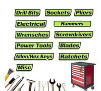 Lot de 10/12 étiquettes magnétiques de qualité supérieure pour boîte à outils, pour organisation des outils, étiquettes de tiroir imprimées en 3D, pour mécaniciens, bricoleurs (vert)