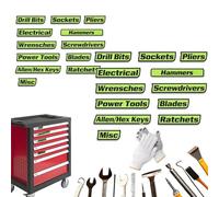 Lot de 10/12 étiquettes magnétiques de qualité supérieure pour boîte à outils, pour organisation des outils, étiquettes de tiroir imprimées en 3D, pour mécaniciens, bricoleurs (24 pièces, vert)