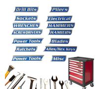 Lot de 10/12 étiquettes magnétiques de qualité supérieure pour boîte à outils, pour organisation des outils, étiquettes de tiroir imprimées en 3D, pour mécaniciens, bricoleurs (bleu)