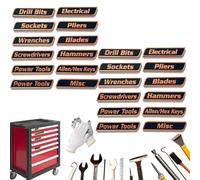 Lot de 10/12 étiquettes magnétiques de qualité supérieure pour boîte à outils, pour organisation des outils, étiquettes de tiroir imprimées en 3D, pour mécaniciens, bricoleurs (orange)