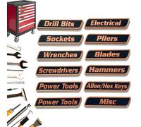Lot de 10/12 étiquettes magnétiques de qualité supérieure pour boîte à outils, pour organisation des outils, étiquettes de tiroir imprimées en 3D, pour mécaniciens, bricoleurs (orange)