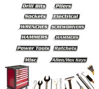 Lot de 10/12 étiquettes magnétiques de qualité supérieure pour boîte à outils, pour organisation des outils, étiquettes de tiroir imprimées en 3D, pour mécaniciens, bricoleurs (10 pièces, noir)