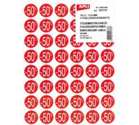 Lot de 10 192 étiquettes adhésives avec taux de remise "-50%", diam. 24mm