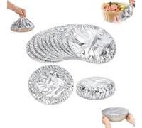 Lot de 10/20/30 couvercles alimentaires réutilisables en feuille d'aluminium, extensibles, réutilisables qui conservent la chaleur, s'adaptent aux bols et plateaux, couvercles polyvalents en feuille