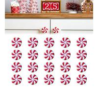 Lot de 10/20/30 housses de poignée de porte en forme de bonbon de Noël - Housses décoratives de Noël pour boutons de placard - Rouge menthe poivrée pour cuisine, chambre à coucher, tiroir, armoire
