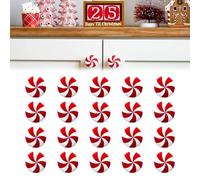 Lot de 10/20/30 housses de poignée de porte en forme de bonbon de Noël - Housses décoratives de Noël pour boutons de placard - Rouge menthe poivrée pour cuisine, chambre à coucher, tiroir, armoire