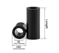 Lot de 10/20/50 entretoises creuses en nylon ABS noir M3/M4, non filetées, rondes et creuses, for vis de panneau(50pcs,4x7x10)