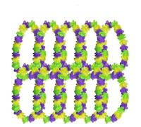 Lot de 10/20 Colliers Fleurs Tropicales Vertes, Violettes et dorées for Mardi Gras, for Hommes Femmes(10PCS)