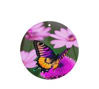 Lot de 10/24 désodorisants ronds à suspendre Motif papillons et fleurs violets Parfum lavande Pour intérieur de voiture