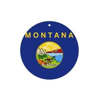 Lot de 10/24 désodorisants ronds pour voiture - Motif drapeau de l'État du Montana - Parfum lavande