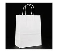 Lot de 10/25 sacs cadeaux en papier kraft, sacs en papier kraft multifonctionnels recyclables avec poignées (blanc, 10 pièces_40 x 13 x 31 cm)