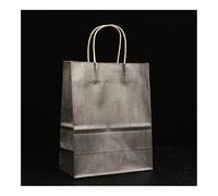 Lot de 10/25 sacs cadeaux en papier kraft, sacs en papier kraft multifonctionnels recyclables avec poignées (gris, 10 pièces_21 x 11 x 27 cm)