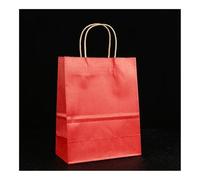 Lot de 10/25 sacs cadeaux en papier kraft, sacs en papier kraft multifonctionnels recyclables avec poignées (rouge, 10 pièces_21 x 14 x 27 cm)