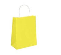 Lot de 10/30/50 sacs cadeaux de fête avec poignée pour bijoux, sac à provisions de Noël, Saint-Valentin, mariage, sac en papier coloré (jaune, 15 x 21 cm x 30 pièces)
