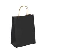 Lot de 10/30/50 sacs cadeaux de fête avec poignée pour bijoux, sac à provisions pour Noël, Saint-Valentin, mariage, sac en papier coloré (noir, 15 x 21 cm x 10 pièces)