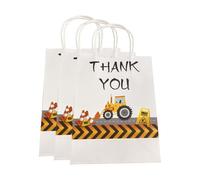 Lot de 10/30/50 sacs en papier pour pelleteuse sur le thème du camion de chantier, décoration de fête d'anniversaire, sac cadeau avec poignée (21 x 16 x 8 cm, 50 pièces)