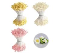 Lot de 10 50 étamines artificielles pour pistils - 2 mm - Double tête - Étamine florale mate - Pour faire des fleurs artificielles - En forme de malt mat