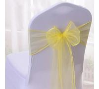 Lot de 10/50 nœuds de chaise multicolores pour décoration de fête, événement, banquet, hôtel, fête en plein air, fournitures de décoration de chaise - Jaune - 50 pièces