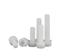 Lot de 10/50 vis à tête hexagonale en nylon et plastique, blanches, M3, M4, M5, M6, M8(50pcs,M5x10mm)