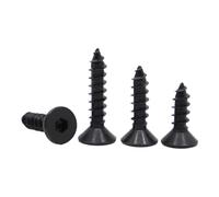 Lot de 10/50 vis autotaraudeuses M3 M4 M5 M6 en acier qualité 8., tête plate, boulons à bois fraisée six pans creux noirs(16mm,M3 50pcs)