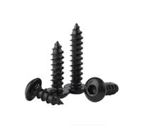 Lot de 10 à 100 vis autotaraudeuses à tête ronde en acier, noires, M2, M2.3, M2.6, M3, M3.5, M4, M5, M6(6mm,M3 (50Pcs))