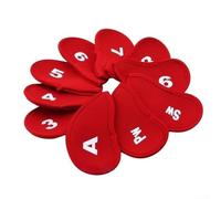 Lot de 10 à 21 housses de fer de golf en néoprène avec fermeture rapide sans accroc et impression de chiffres en gras, housses de protection pour clubs (rouge)