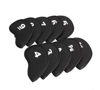 Lot de 10 à 21 housses de fer de golf en néoprène avec fermeture rapide sans accroc et impression de chiffres en gras, housses de protection pour clubs (noir)