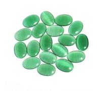 Lot de 10 à 30 cabochons ovales en pierre naturelle œil de chat, perles en vrac pour la fabrication de bijoux, colliers, bracelets, boucles d'oreilles, accessoires - Vert foncé - 6