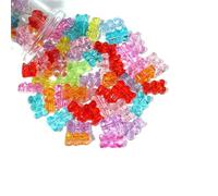 Lot de 10 à 50 perles en acrylique colorées en forme d'ourson en gélatine transparente pour la fabrication de bijoux, colliers, bracelets, boucles d'oreilles - 16 mm (50 pièces)