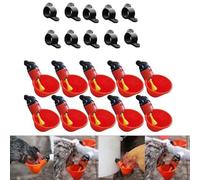 Lot de 10 abreuvoirs automatiques pour poulet, canard et volaille, en plastique rouge avec vis, accessoires d'alimentation pour oiseaux de ferme