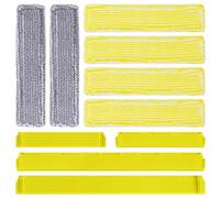 Lot de 10 accessoires pour aspirateur de fenêtre Kärcher WV6 WV 6 Plus WV7 : 6 pièces de serpillères en microfibre Tampons de rechange et 4 extracteurs de lèvre en caoutchouc, pièces de rechange
