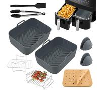 Lot de 10 accessoires pour friteuse à air chaud, 150 pièces de papier sulfurisé, accessoires de cuisine électriques, 2 moules en silicone pour friteuse à air chaud Ninja Foodi Max Dual Zone AF400EU