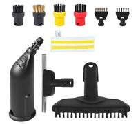 Lot de 10 accessoires pour nettoyeur vapeur Kärcher - Brosse ronde, buse manuelle - Pièces de rechange - Brosse plate, buse incurvée - Housse de chiffon de nettoyage - Buse grattoir pour Kärcher SC1