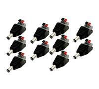 Lot de 10 adaptateurs CC Jack 5,5 x 2,1 mm femelle vers 2 broches | Connecteur rapide type presse, 24 V 3 A, prise CC femelle, câblage sans vis, compatible avec bande LED