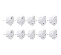 Lot de 10 adaptateurs de voyage UK vers DE/GB vers EU/Angleterre vers Allemagne Europe Blanc