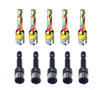 Lot de 10 adaptateurs hexagonaux de 8 mm en acier au chrome vanadium non magnétique pour perceuse sans fil, assemblage mécanique, qualité professionnelle (C)